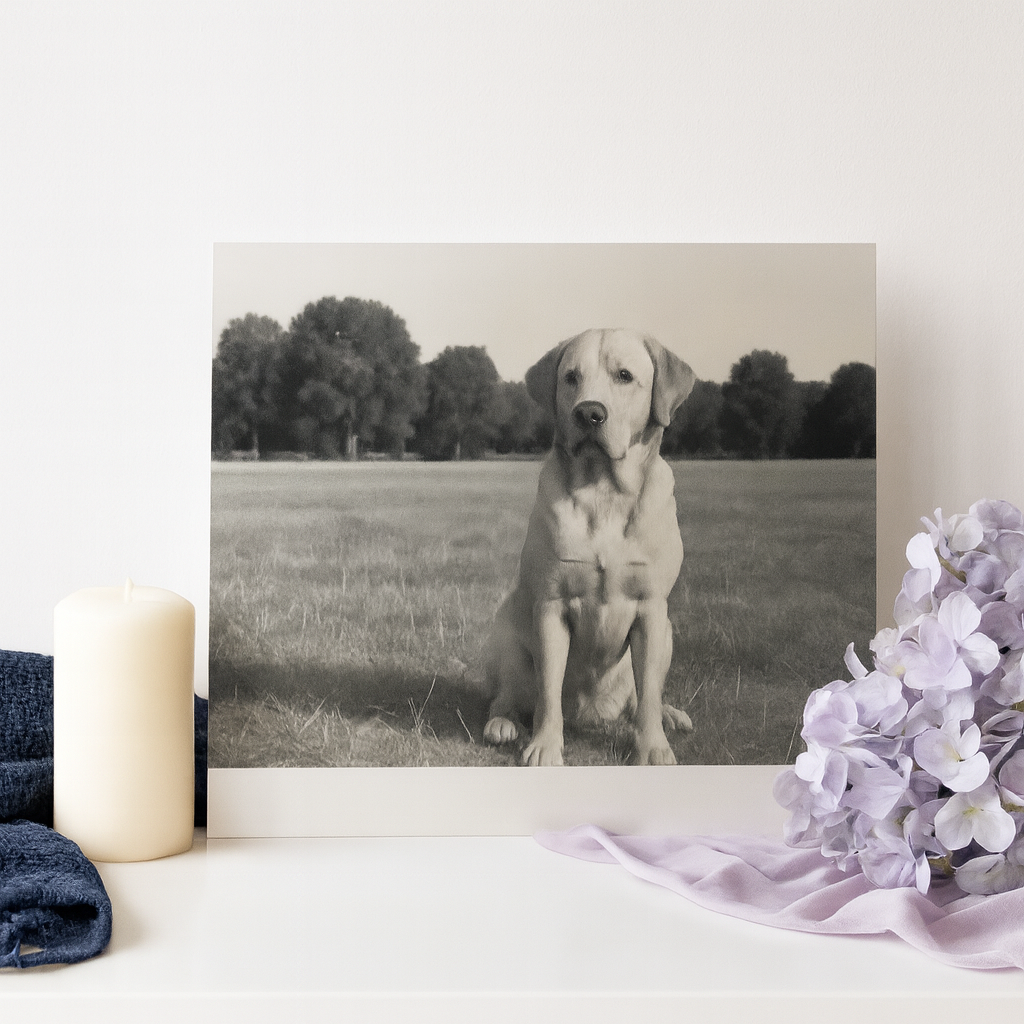 5x7 Custom Pet Portrait – Black Acrylic Engraved Photo