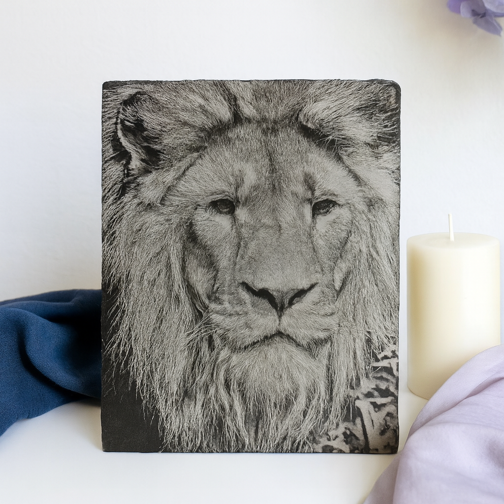 9x12 Custom Pet Portrait – Slate Engraved Photo
