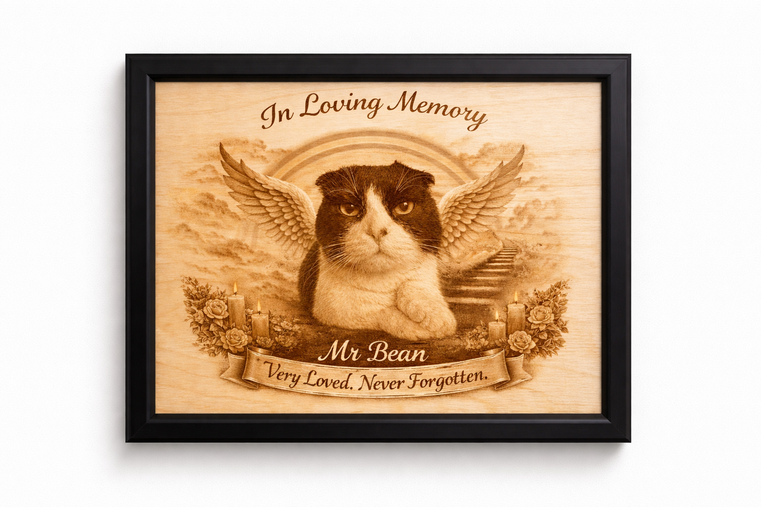 Baltic Birch Wood 8x10 Furever Etch Rainbow Bridge Memorial