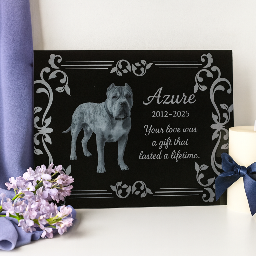 11x14 Custom Pet Portrait – Black Acrylic Engraved Photo