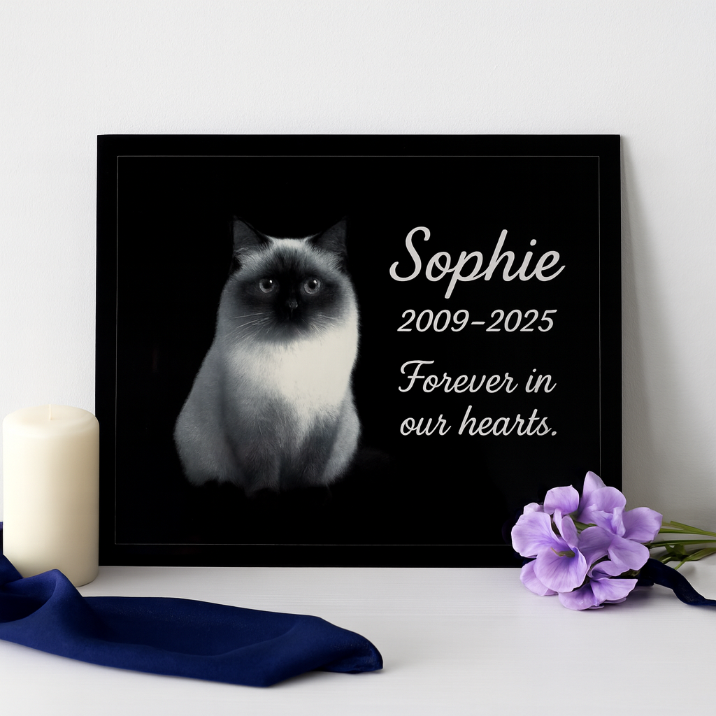11x14 Custom Pet Portrait – Black Acrylic Engraved Photo