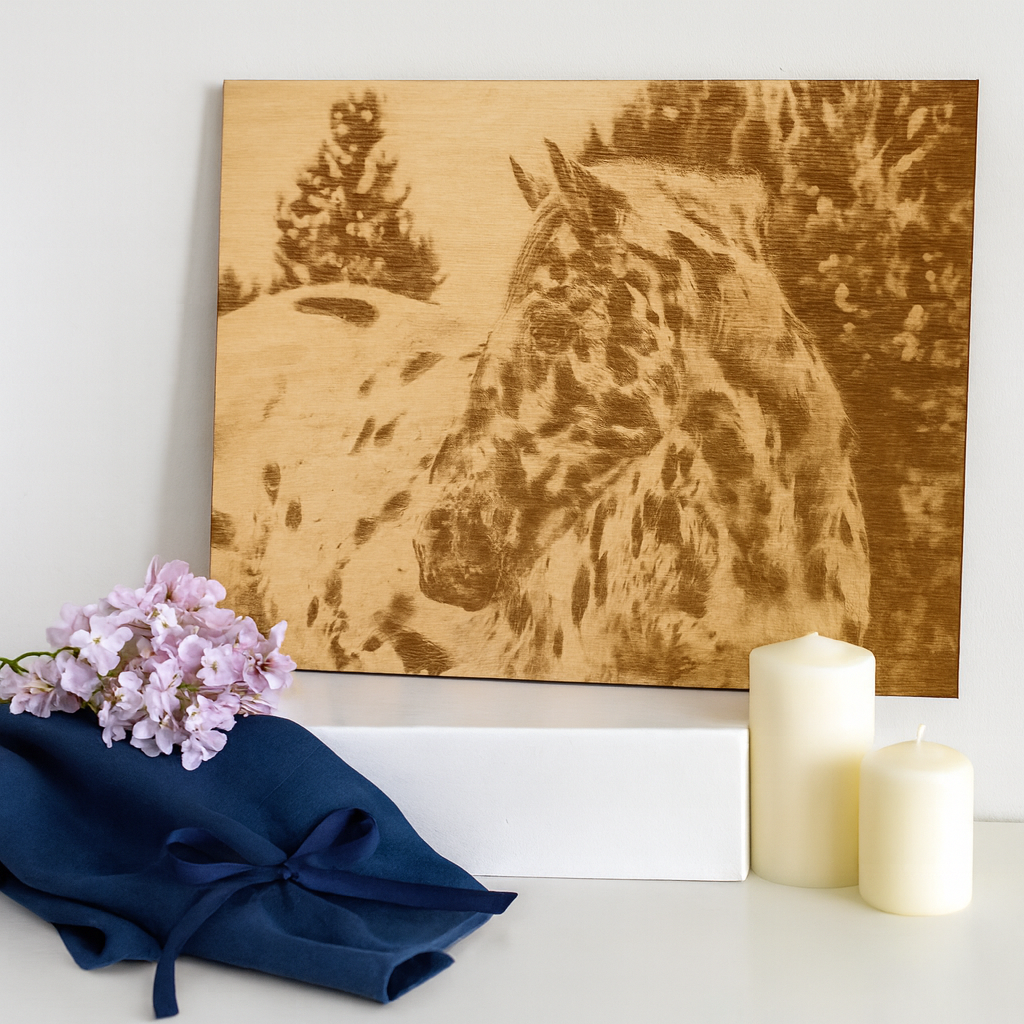 11x14 Custom Pet Portrait – Baltic Birch Engraved Photo