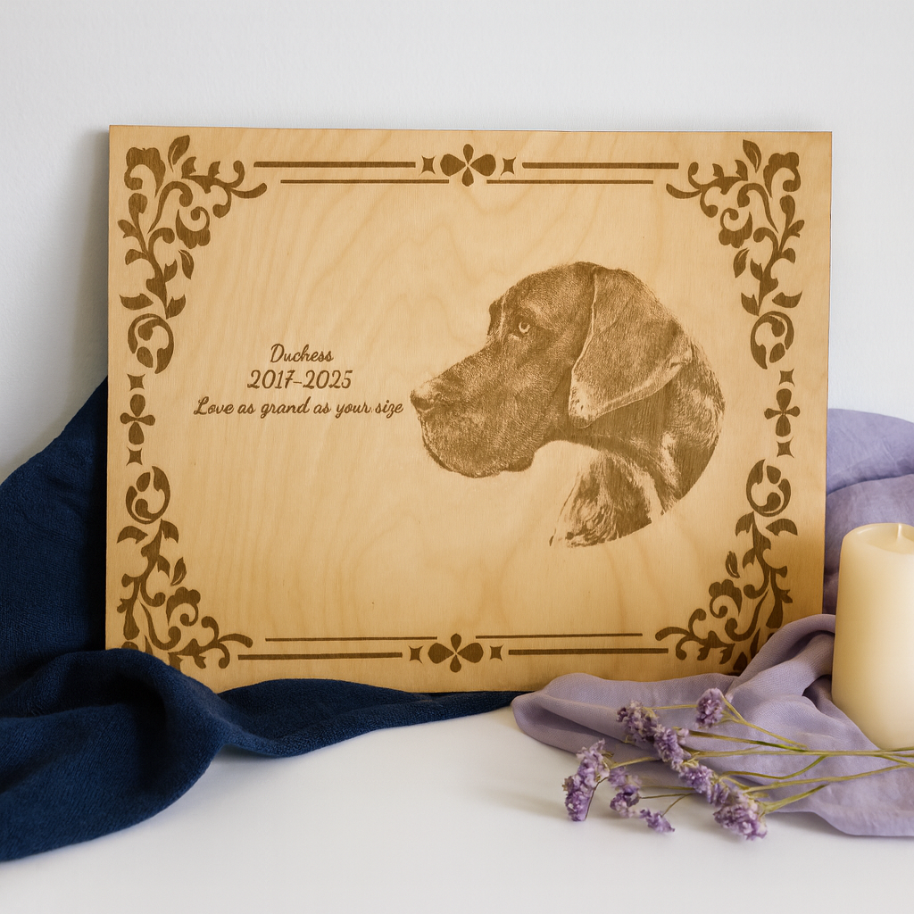 11x14 Custom Pet Portrait – Baltic Birch Engraved Photo