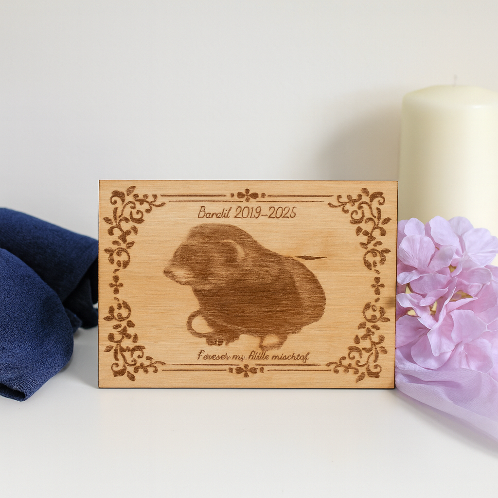 4x6 Custom Pet Portrait – Baltic Birch Engraved Photo