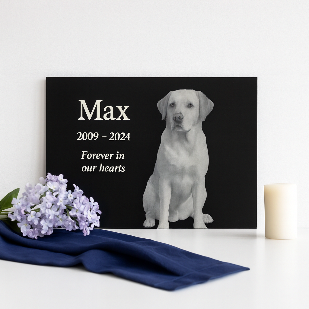 5x7 Custom Pet Portrait – Black Acrylic Engraved Photo