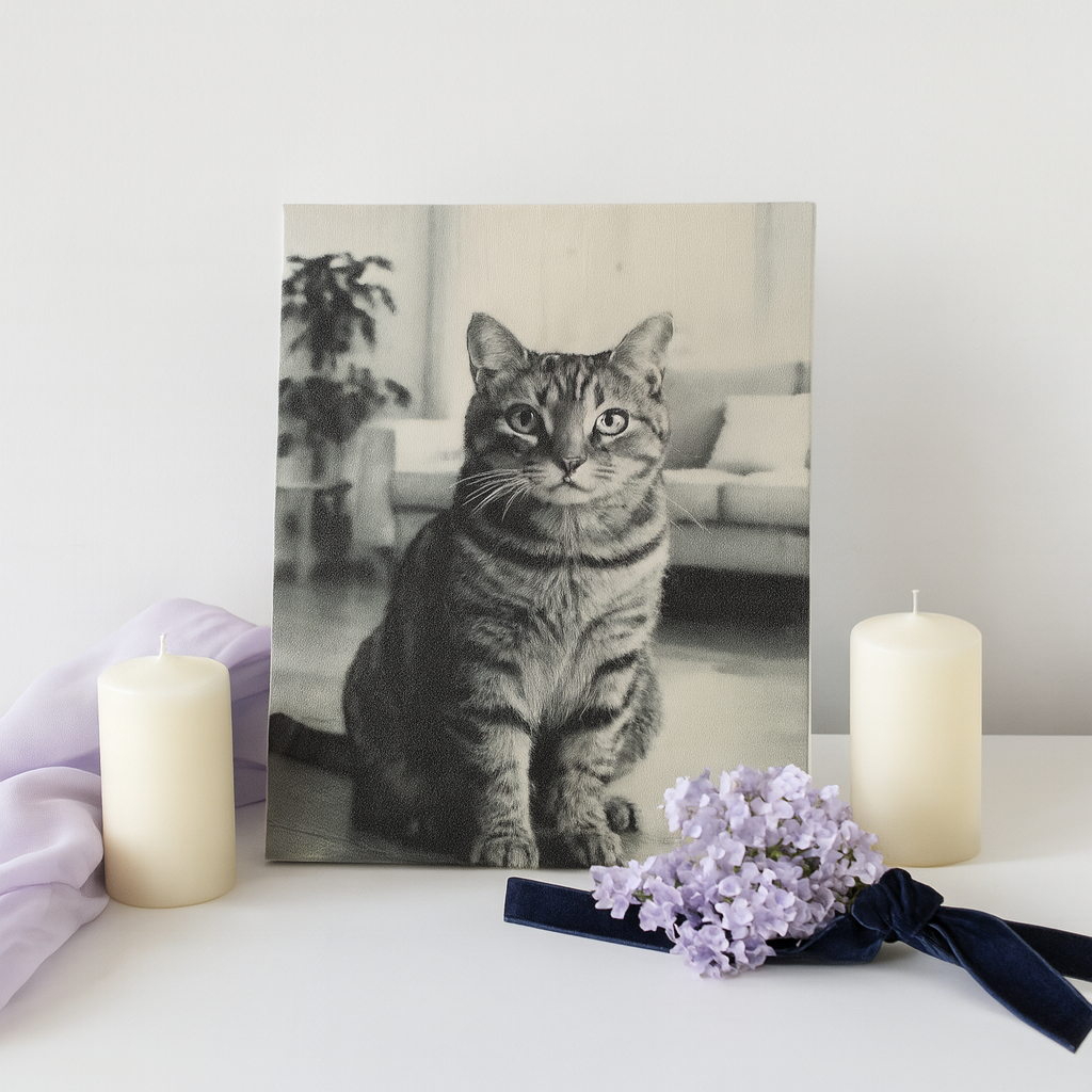 5x7 Custom Pet Portrait – Black Acrylic Engraved Photo