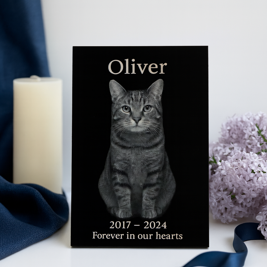 5x7 Custom Pet Portrait – Black Acrylic Engraved Photo