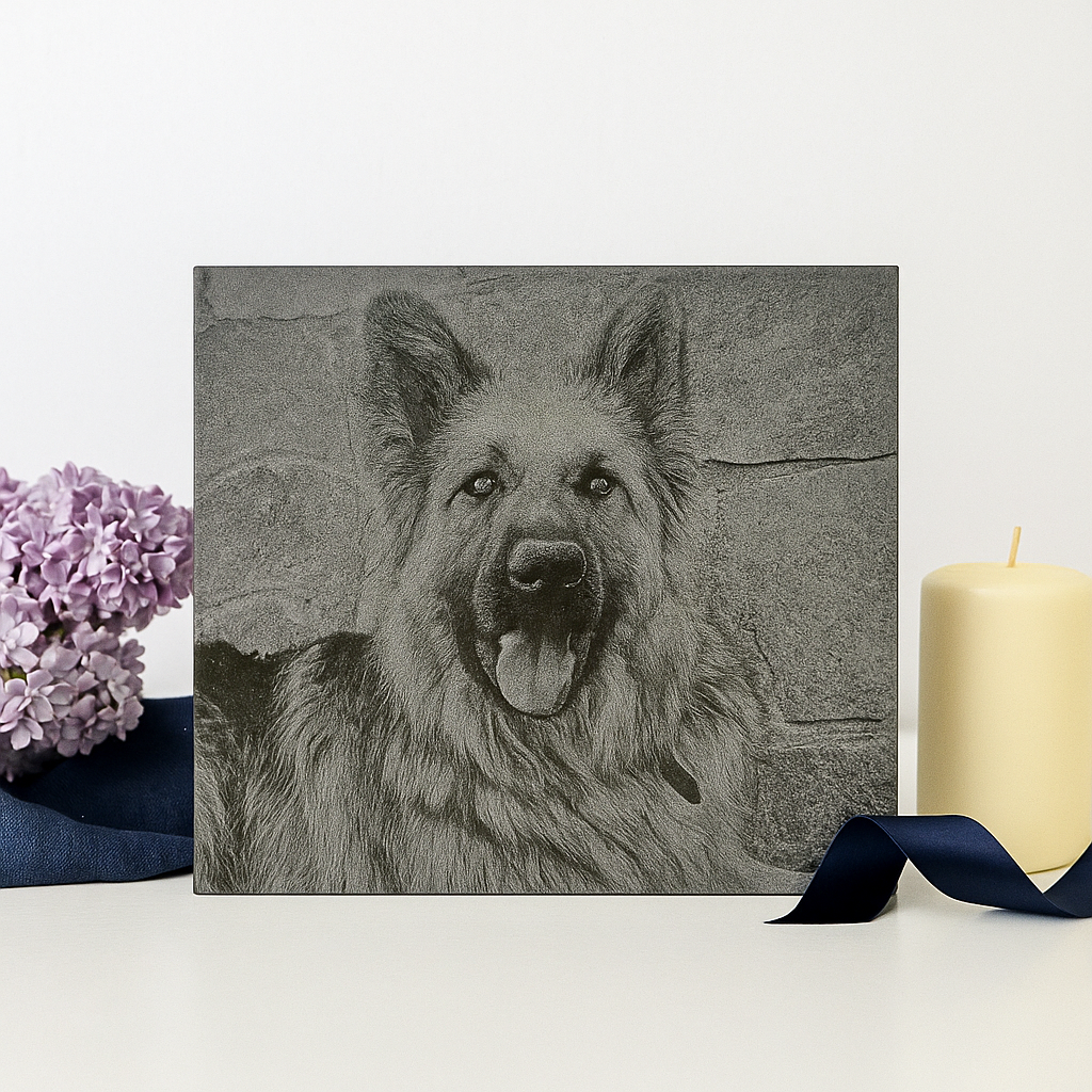 5x7 Custom Pet Portrait – Granite Engraved Photo