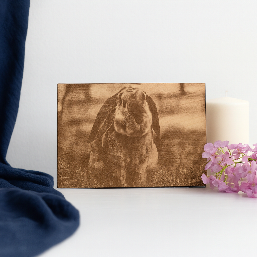5x7 Custom Pet Portrait – Baltic Birch Engraved Photo