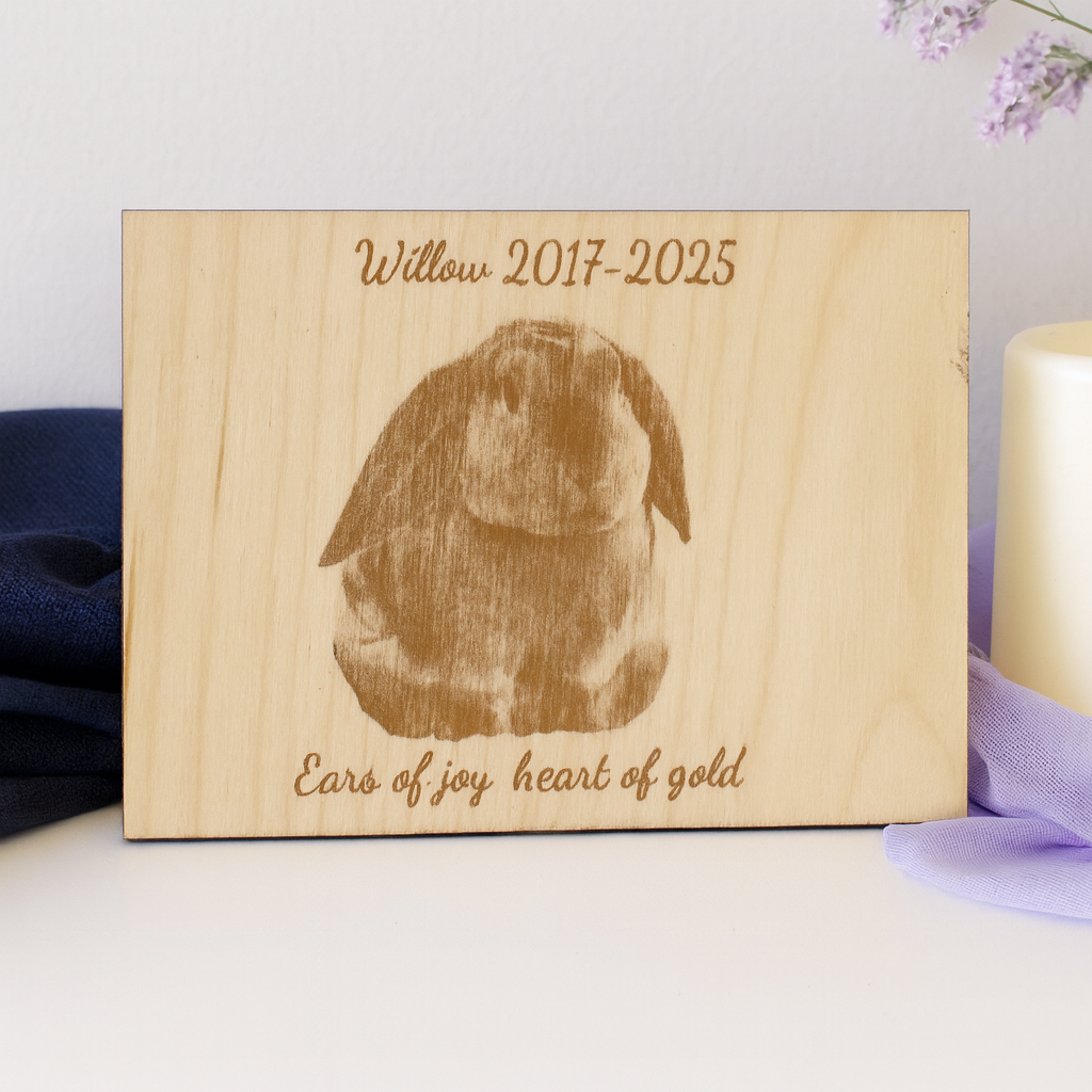 5x7 Custom Pet Portrait – Baltic Birch Engraved Photo