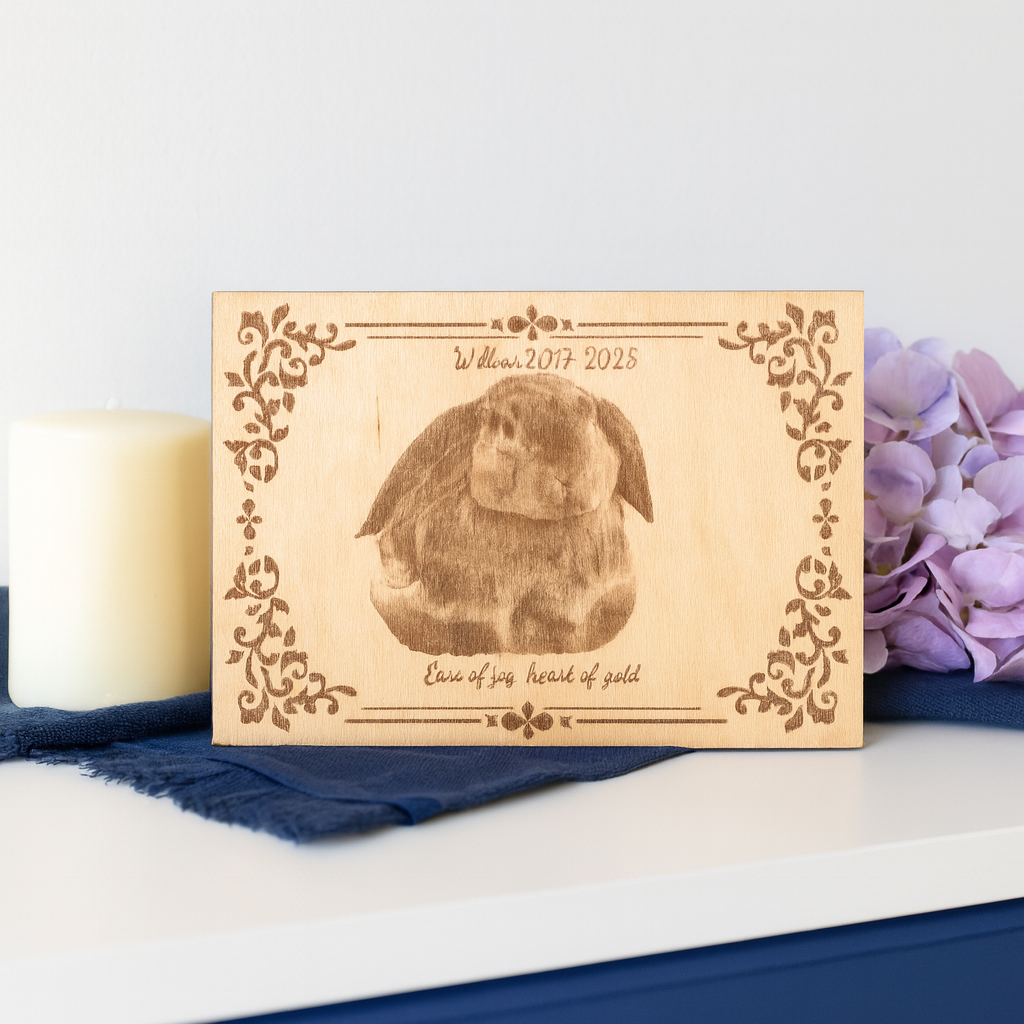5x7 Custom Pet Portrait – Baltic Birch Engraved Photo
