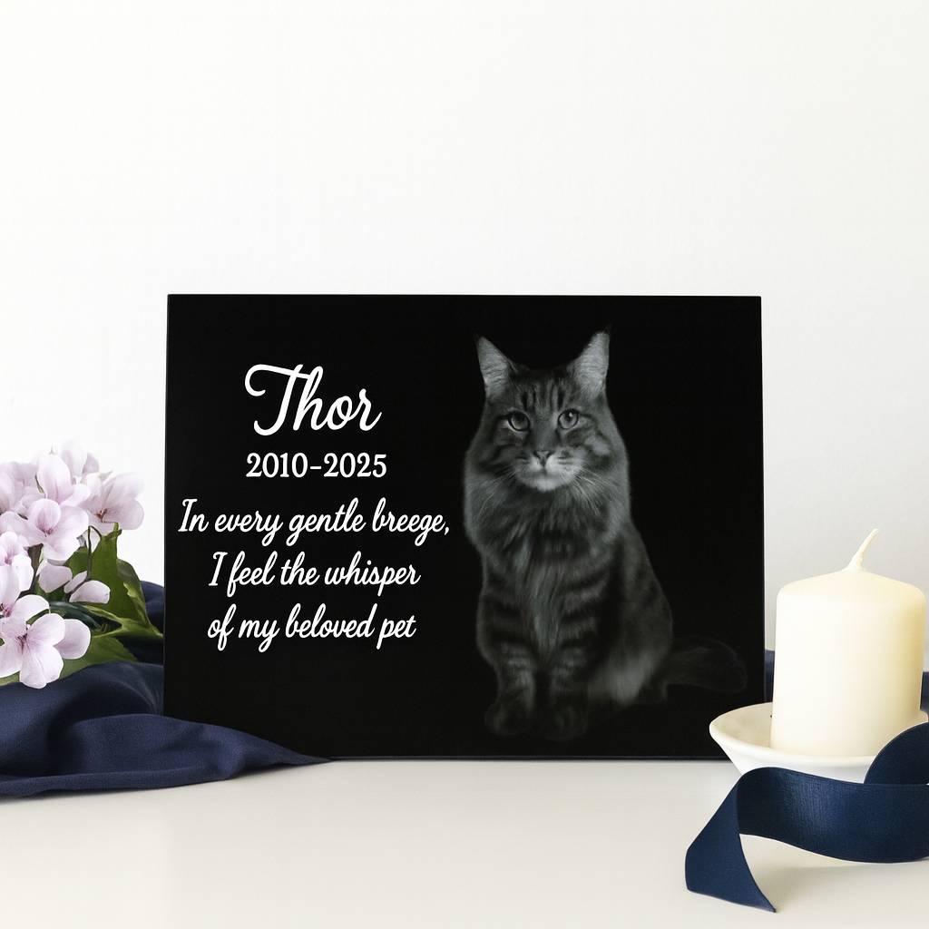 8x10 Custom Pet Portrait – Black Acrylic Engraved Photo