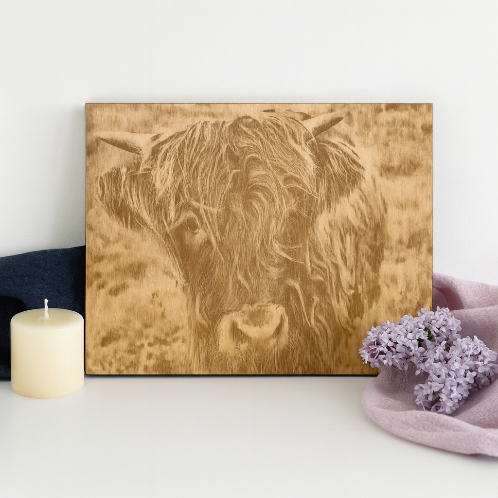 8x10 Custom Pet Portrait – Baltic Birch Engraved Photo