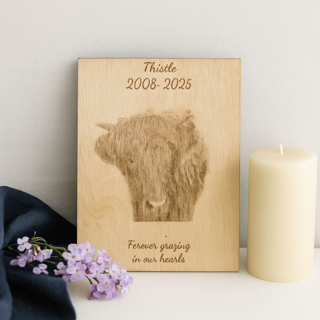 8x10 Custom Pet Portrait – Baltic Birch Engraved Photo