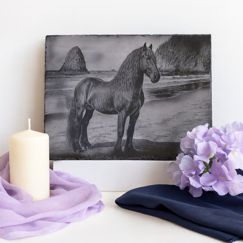 9x12 Custom Pet Portrait – Slate Engraved Photo