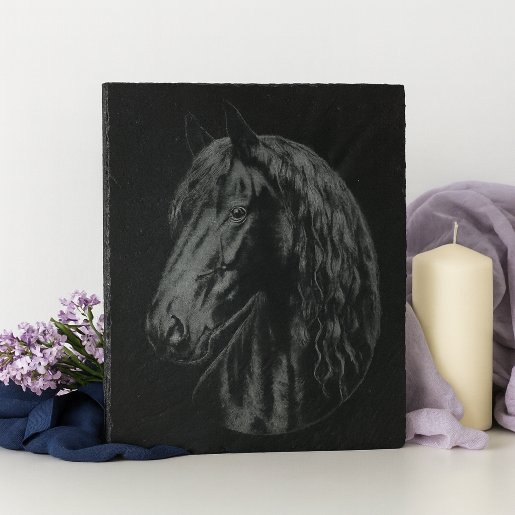 9x12 Custom Pet Portrait – Slate Engraved Photo