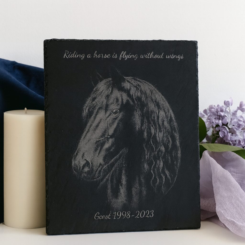 9x12 Custom Pet Portrait – Slate Engraved Photo