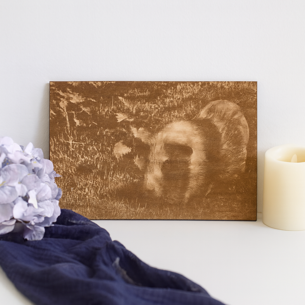 4x6 Custom Pet Portrait – Baltic Birch Engraved Photo