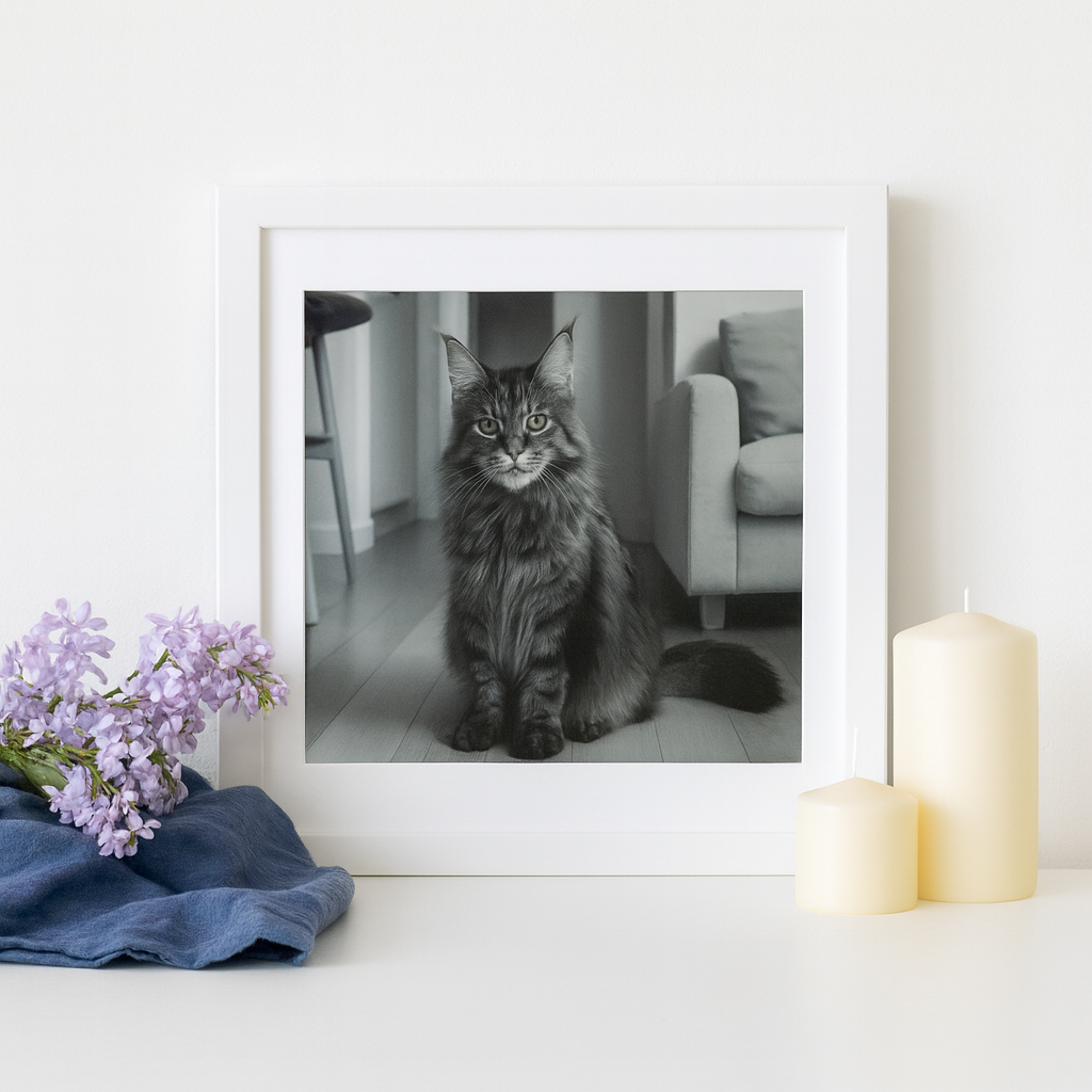 8x10 Custom Pet Portrait – Black Acrylic Engraved Photo