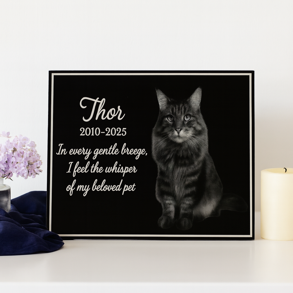 8x10 Custom Pet Portrait – Black Acrylic Engraved Photo