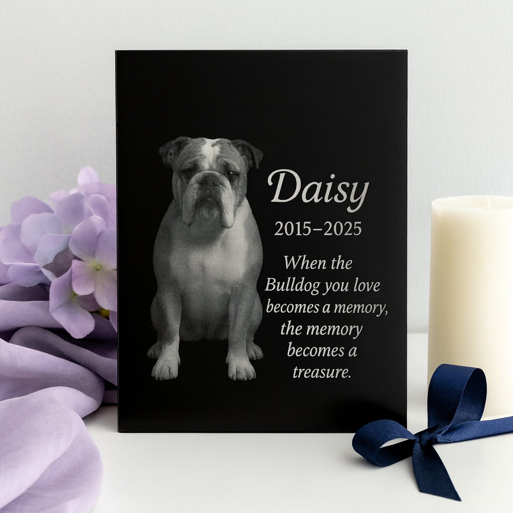 4x6 Custom Pet Portrait – Black Acrylic Engraved Photo