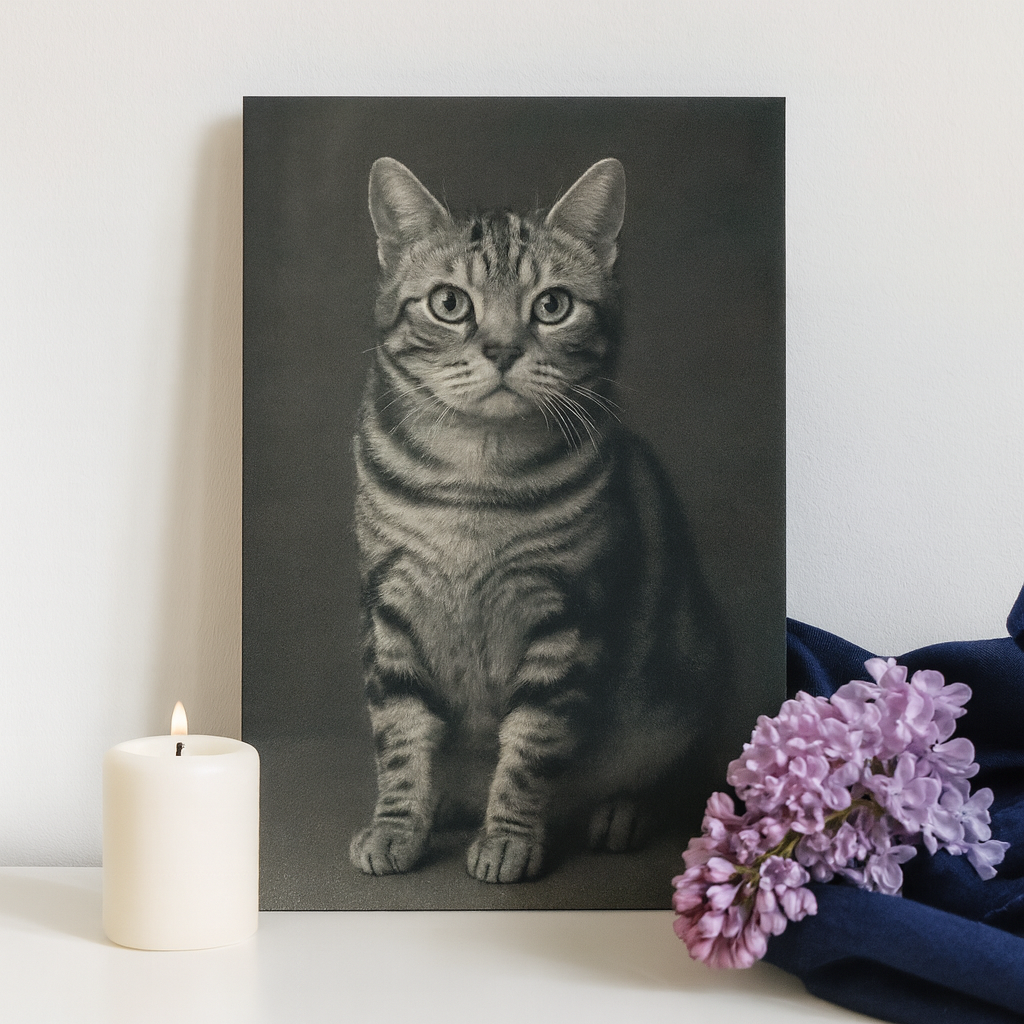 4x6 Custom Pet Portrait – Black Acrylic Engraved Photo
