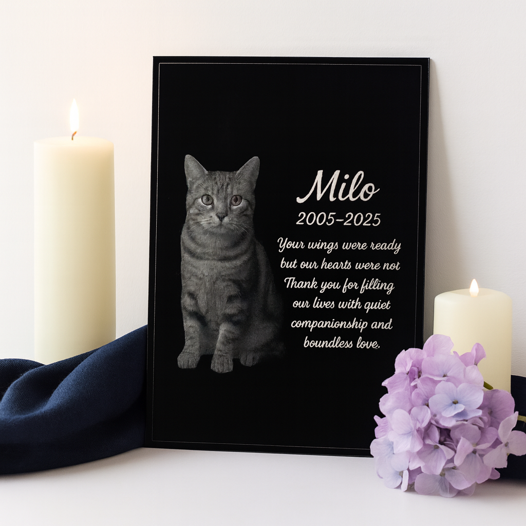 4x6 Custom Pet Portrait – Black Acrylic Engraved Photo