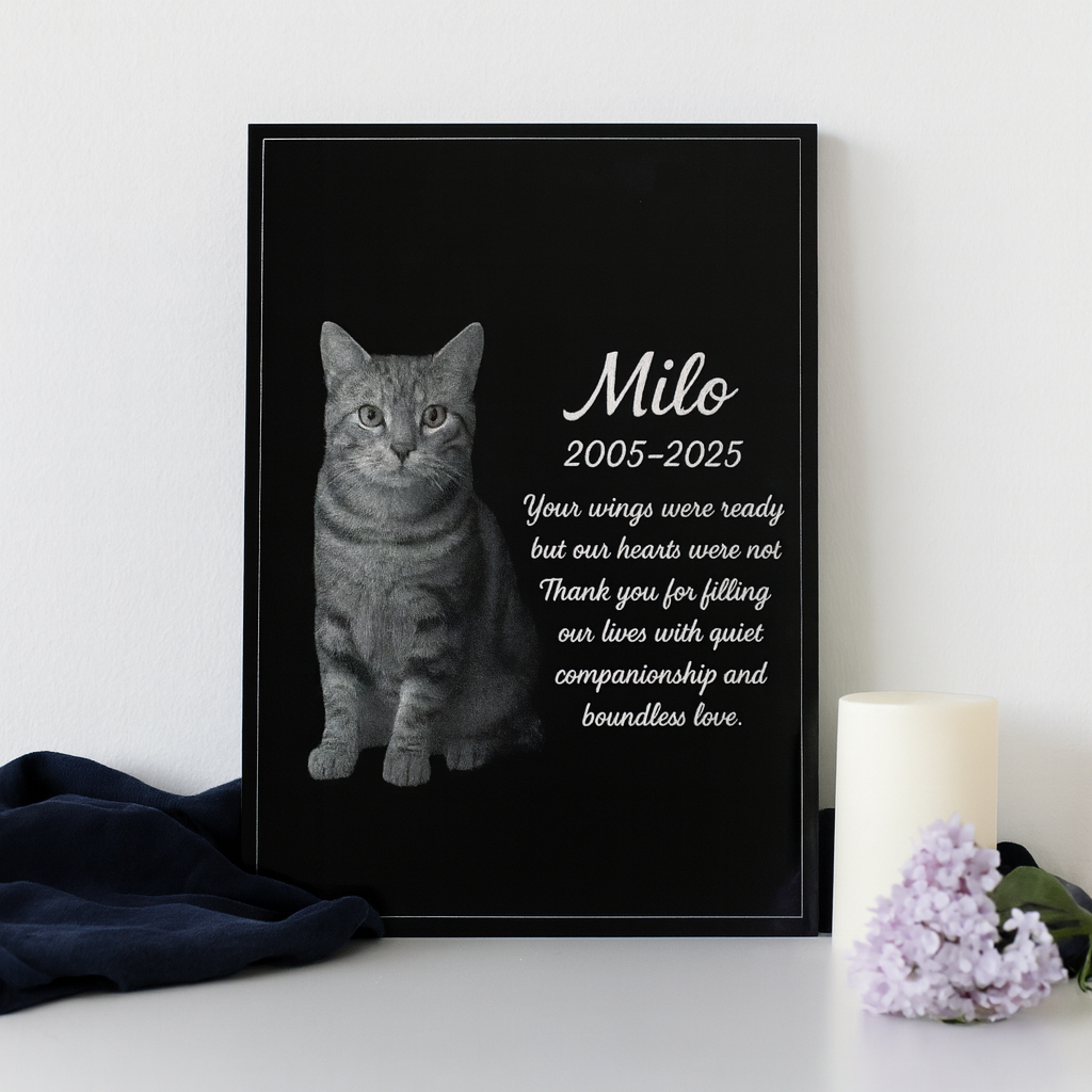 4x6 Custom Pet Portrait – Black Acrylic Engraved Photo