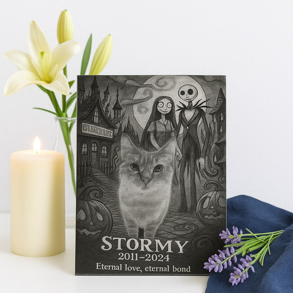 4x6 Custom Pet Portrait – Granite Engraved Photo