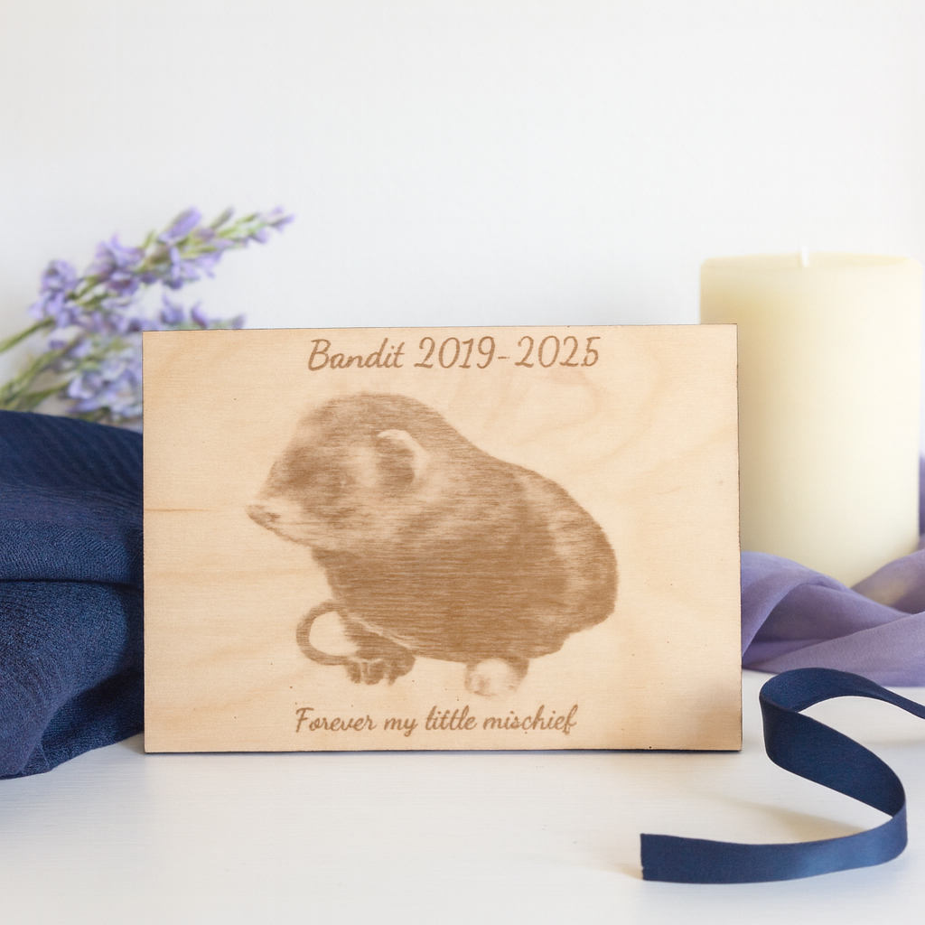 4x6 Custom Pet Portrait – Baltic Birch Engraved Photo