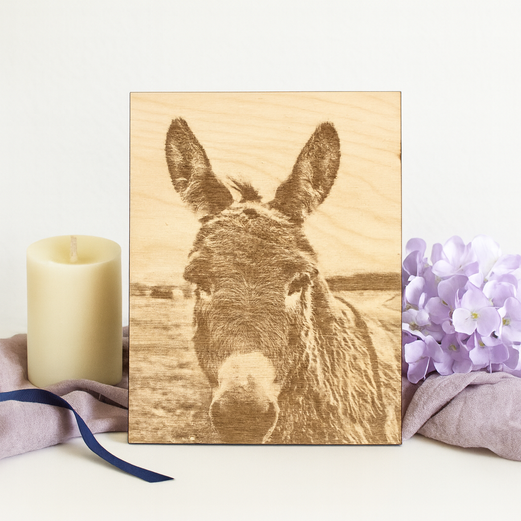 8x10 Custom Pet Portrait – Baltic Birch Engraved Photo