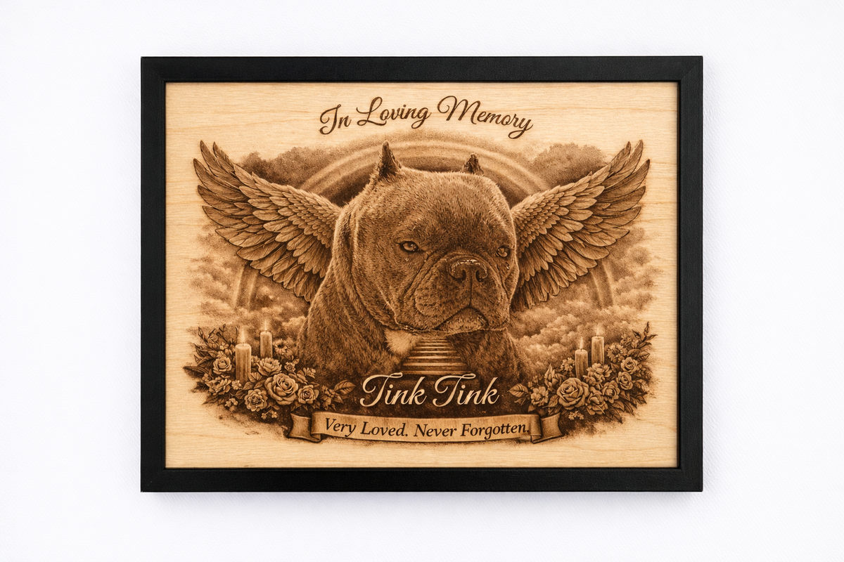 Baltic Birch Wood 8x10 Furever Etch Rainbow Bridge Memorial
