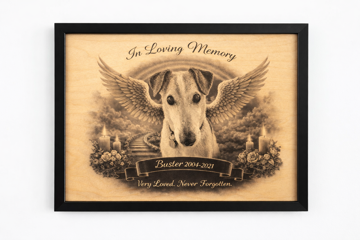 Baltic Birch Wood 8x10 Furever Etch Rainbow Bridge Memorial