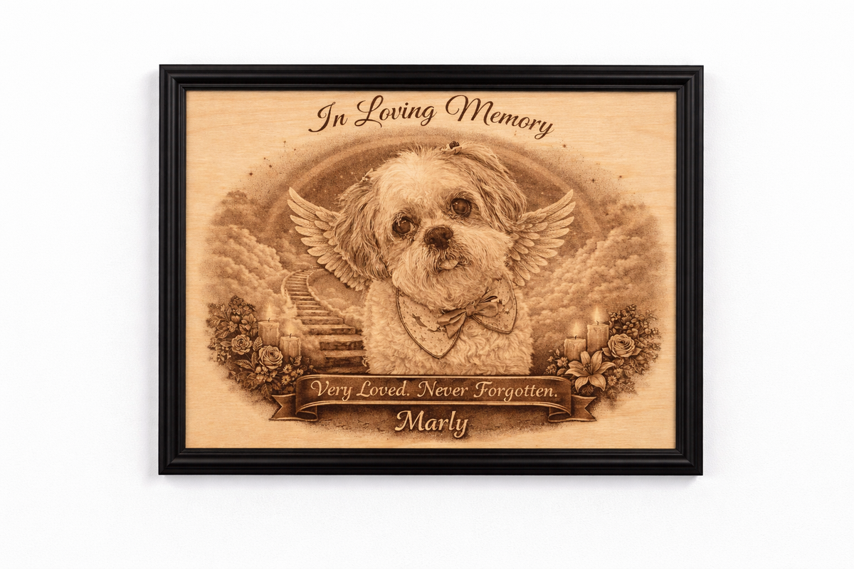 Baltic Birch Wood 8x10 Furever Etch Rainbow Bridge Memorial