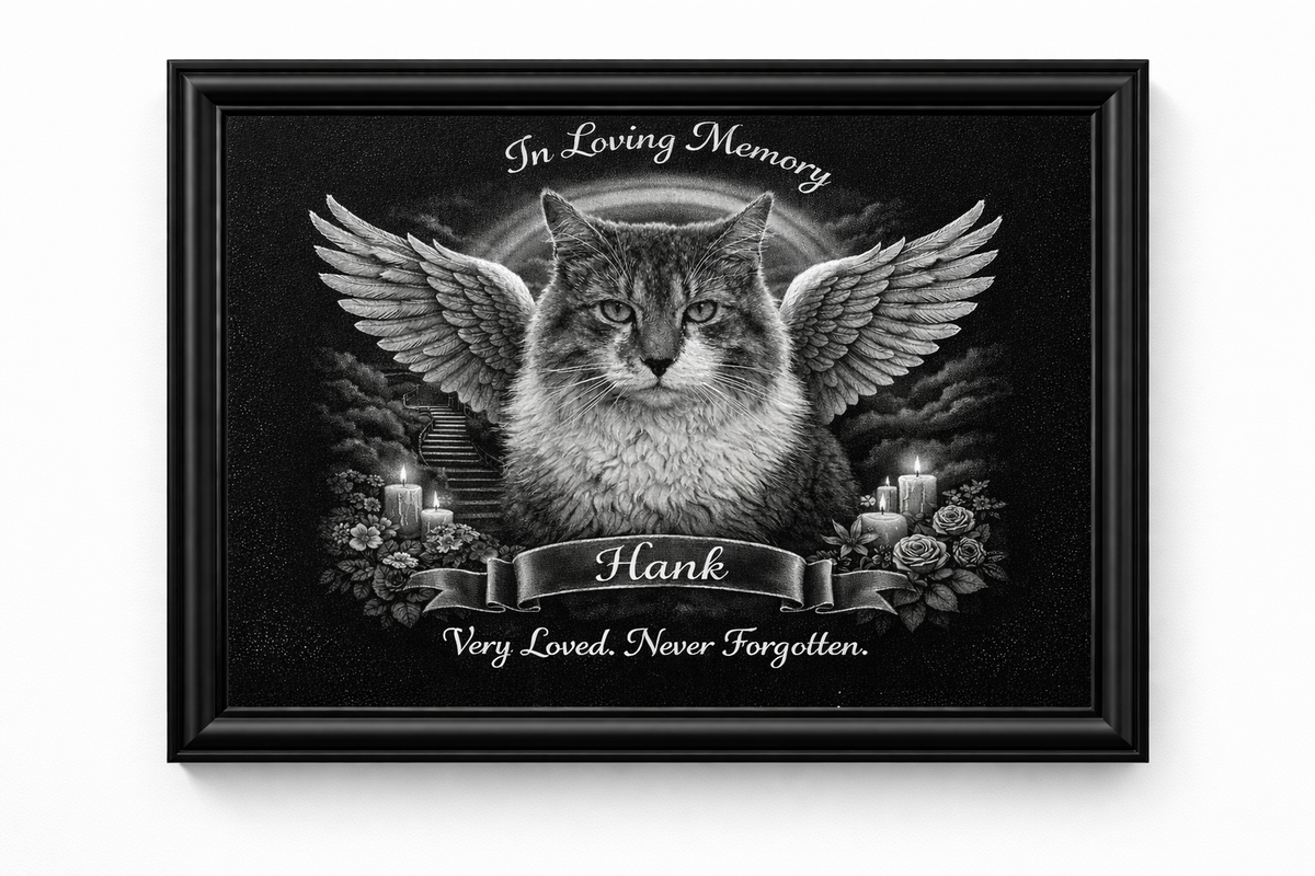 Black Acrylic Framed 8x10 Furever Etch Rainbow Bridge Memorial