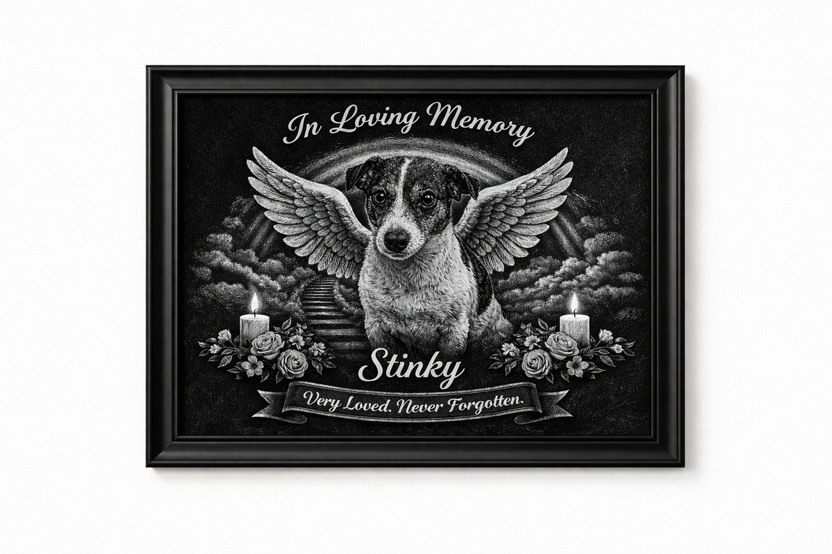 Scratch Canvas 8x10 Furever Etch Rainbow Bridge Memorial