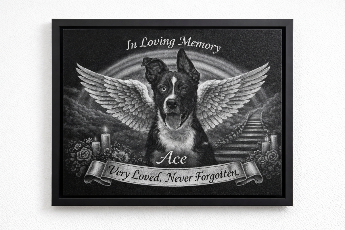 Scratch Canvas 8x10 Furever Etch Rainbow Bridge Memorial