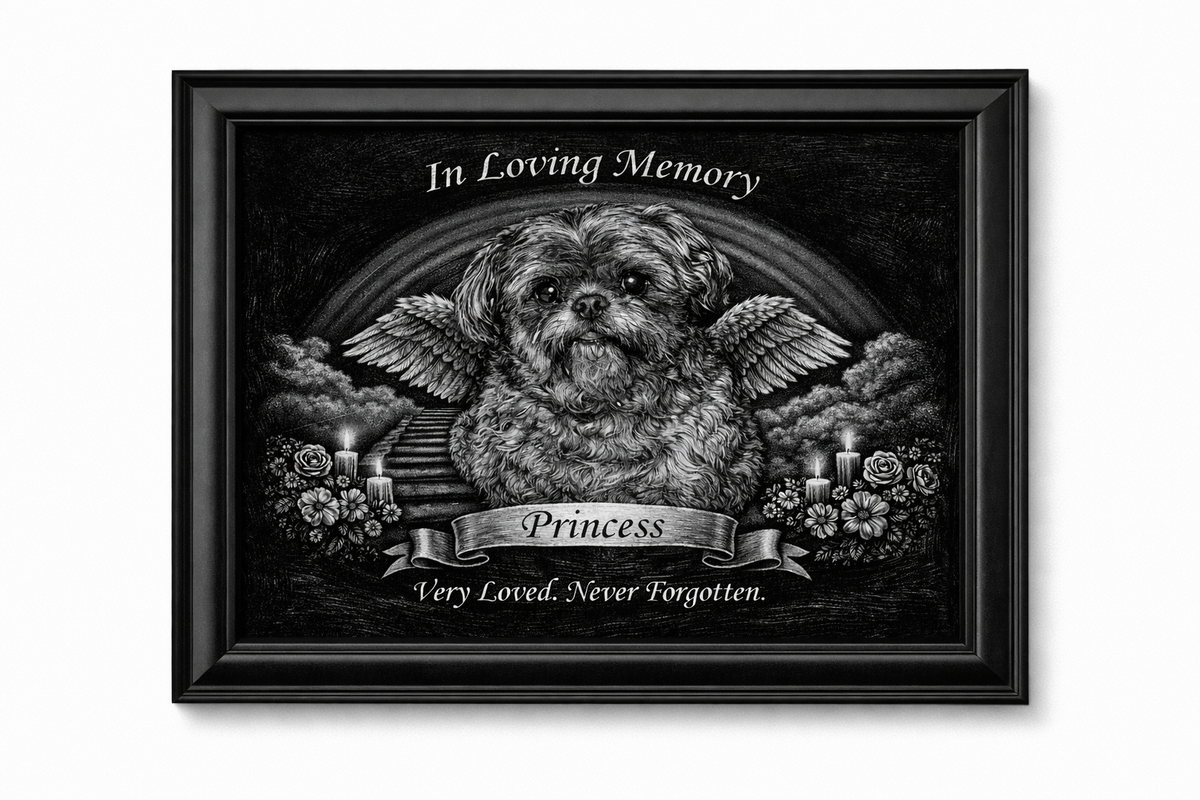 Scratch Canvas 8x10 Furever Etch Rainbow Bridge Memorial