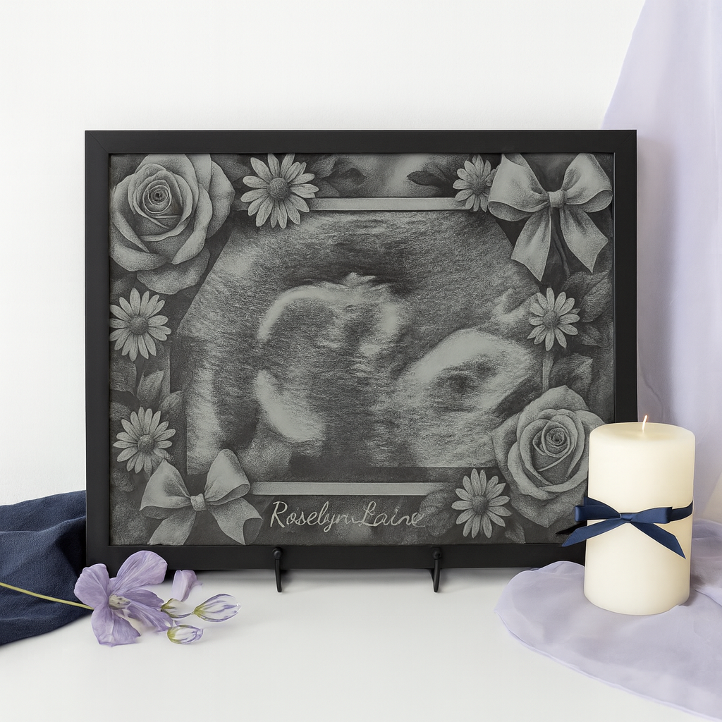 Furever Etch Signature Pet Memorial – 11x14 Custom Background Laser Engraved on Black Acrylic