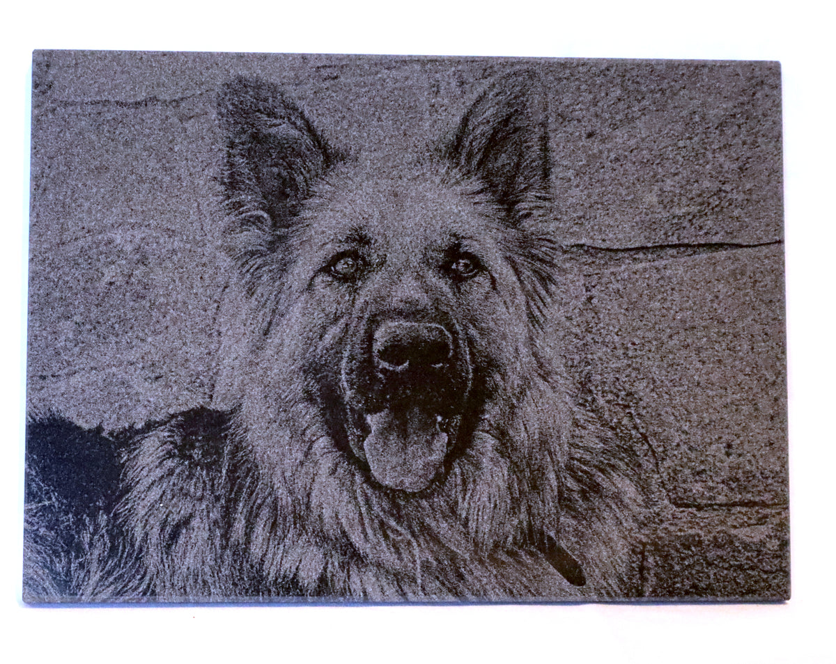 5x7 Custom Pet Portrait – Granite Engraved Photo
