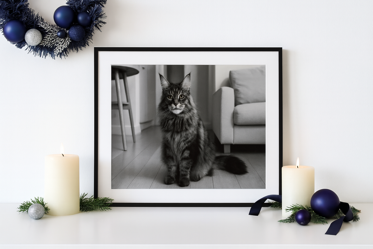 Furever Etch Black Friday Deal – 8x10 Custom Pet Or Person Portrait “Holiday Memories Etched in Light” (Framed)