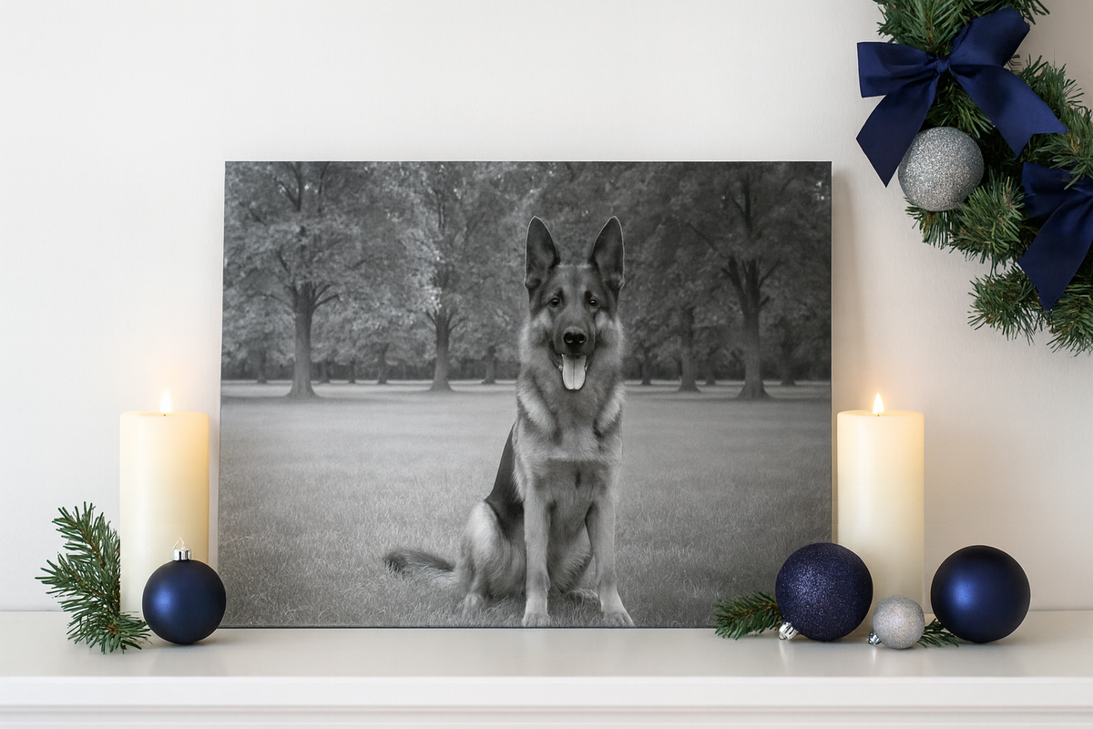 Furever Etch Black Friday Deal – 8x10 Custom Pet Or Person Portrait “Holiday Memories Etched in Light” (Framed)