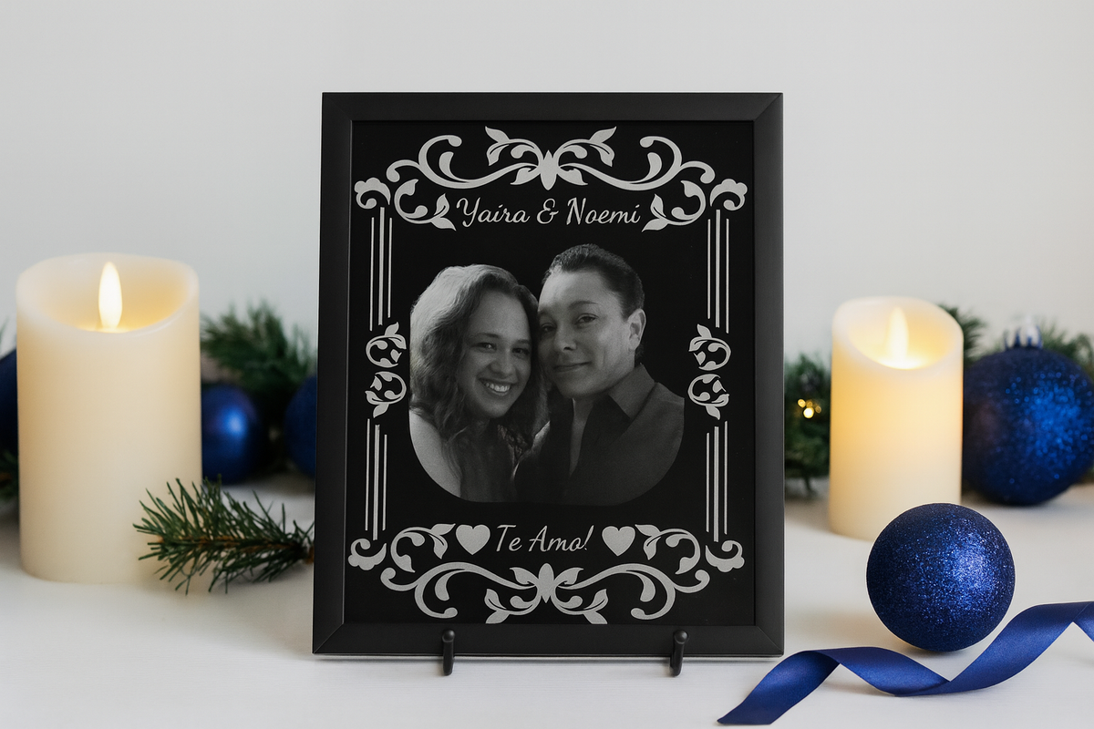Furever Etch Black Friday Deal – 8x10 Custom Pet Or Person Portrait “Holiday Memories Etched in Light” (Framed)