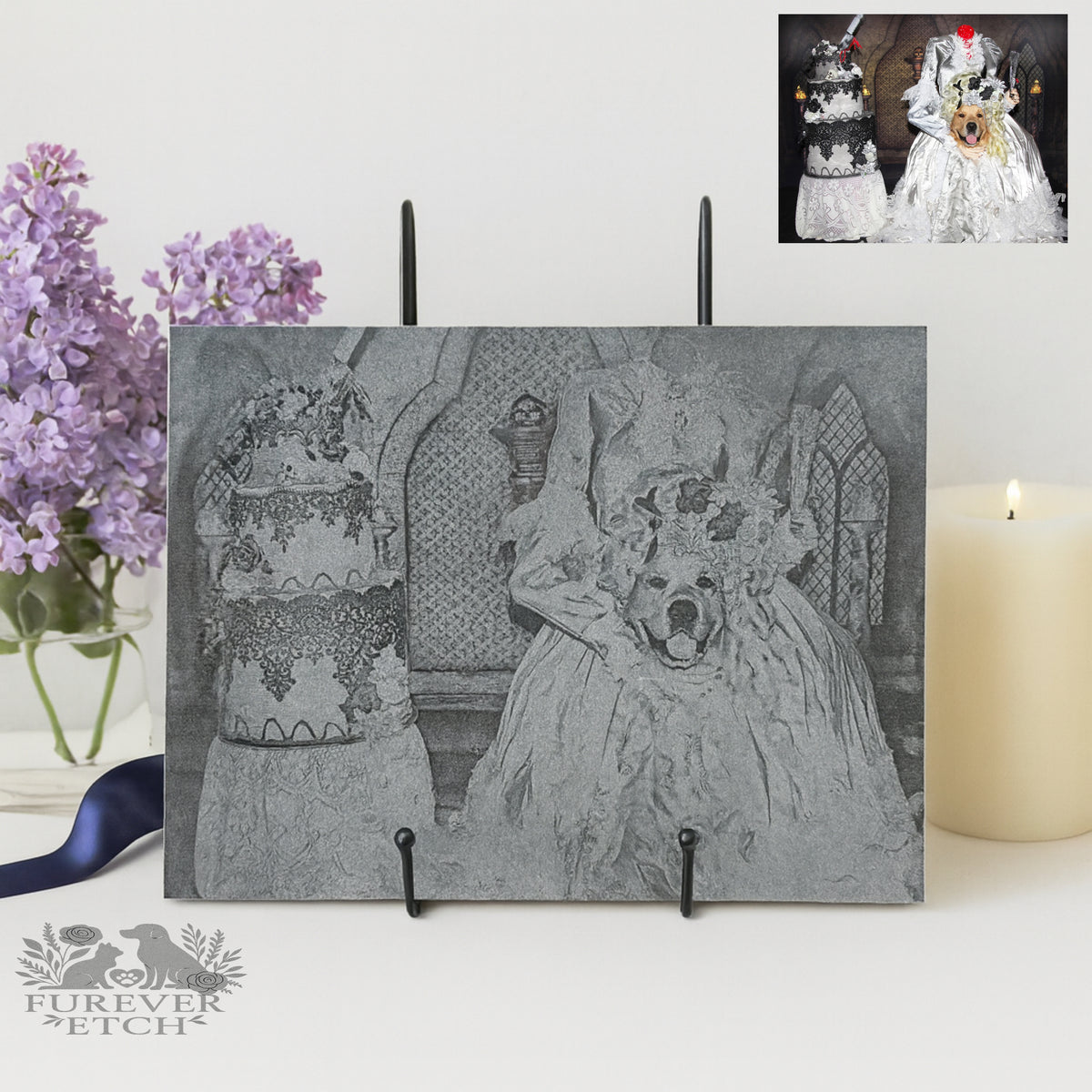 8.5x11 Custom Pet Portrait – Granite Engraved Photo