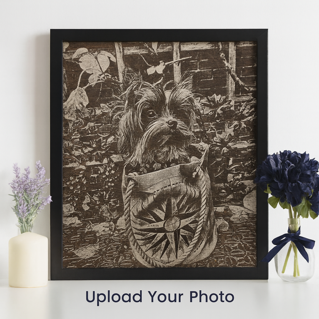11x14 Custom Pet Portrait – Baltic Birch Engraved Photo